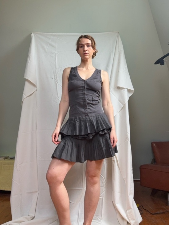 Vero Moda Dresses & Skirts - Vero Moda Charcoal Gray Sleeveless Ruffle Mini Dress